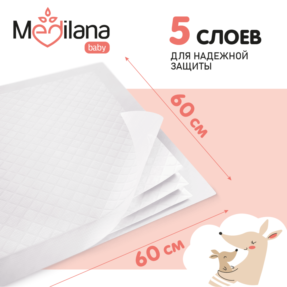 MEDILANA пеленки впитывающие одноразовые 60*60 30 штук - фото  3