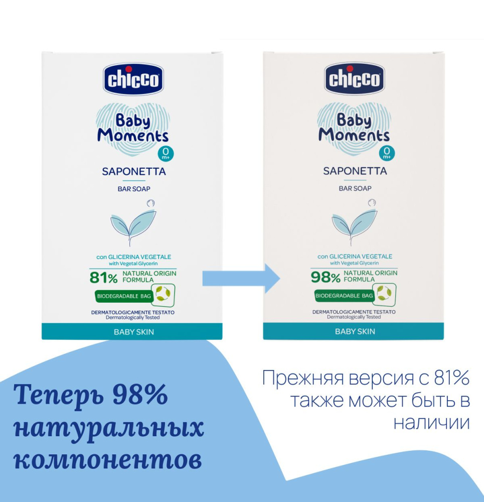 Chicco мыло детское 0+ Baby Moments с глицерином 100 гр - фото  3