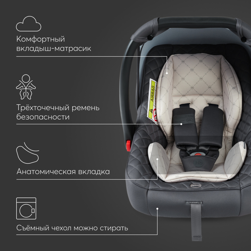 Happy Baby автокресло 0+ SKYLER V2 true black (0-12 мес, до 13 кг) - фото  8