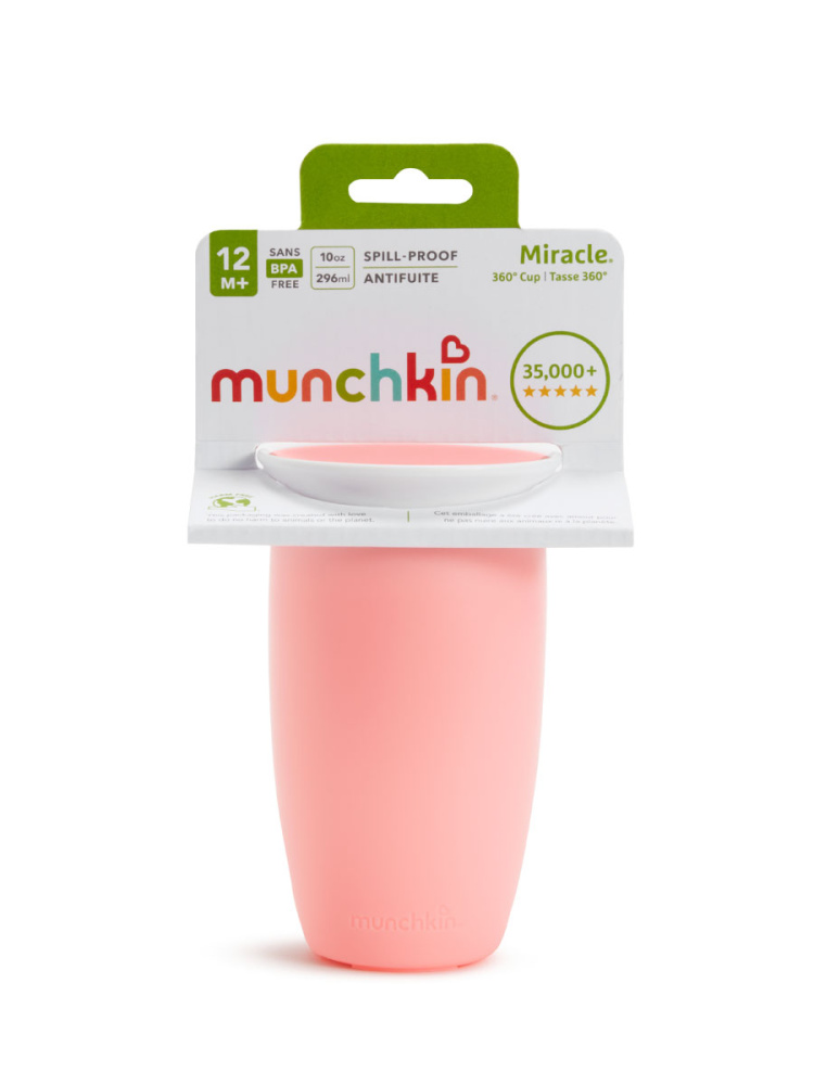Munchkin поильник непроливайка MIRACLE® 360° с крышкой 296 мл. с 12 мес., розовый - фото  9