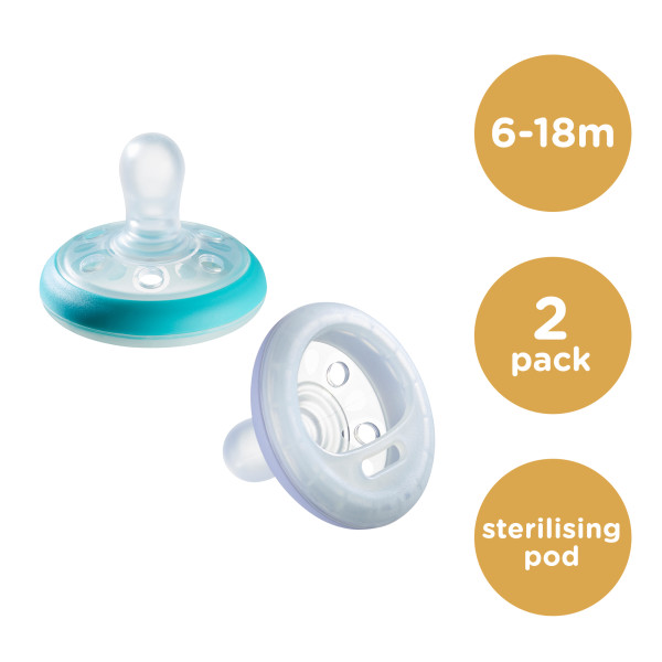 Tommee Tippee соска-пустышка силиконовая ночная Night Time Breast-like, 6-18 мес., 2 шт.  - фото  12