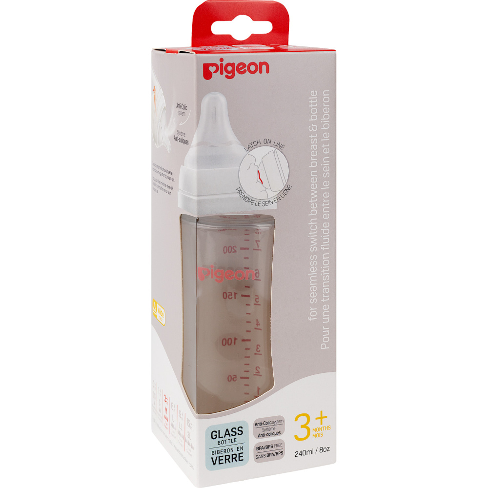 Pigeon бутылочка для кормления Перисталик Плюс с широким горлом 240 мл стекло - фото  6
