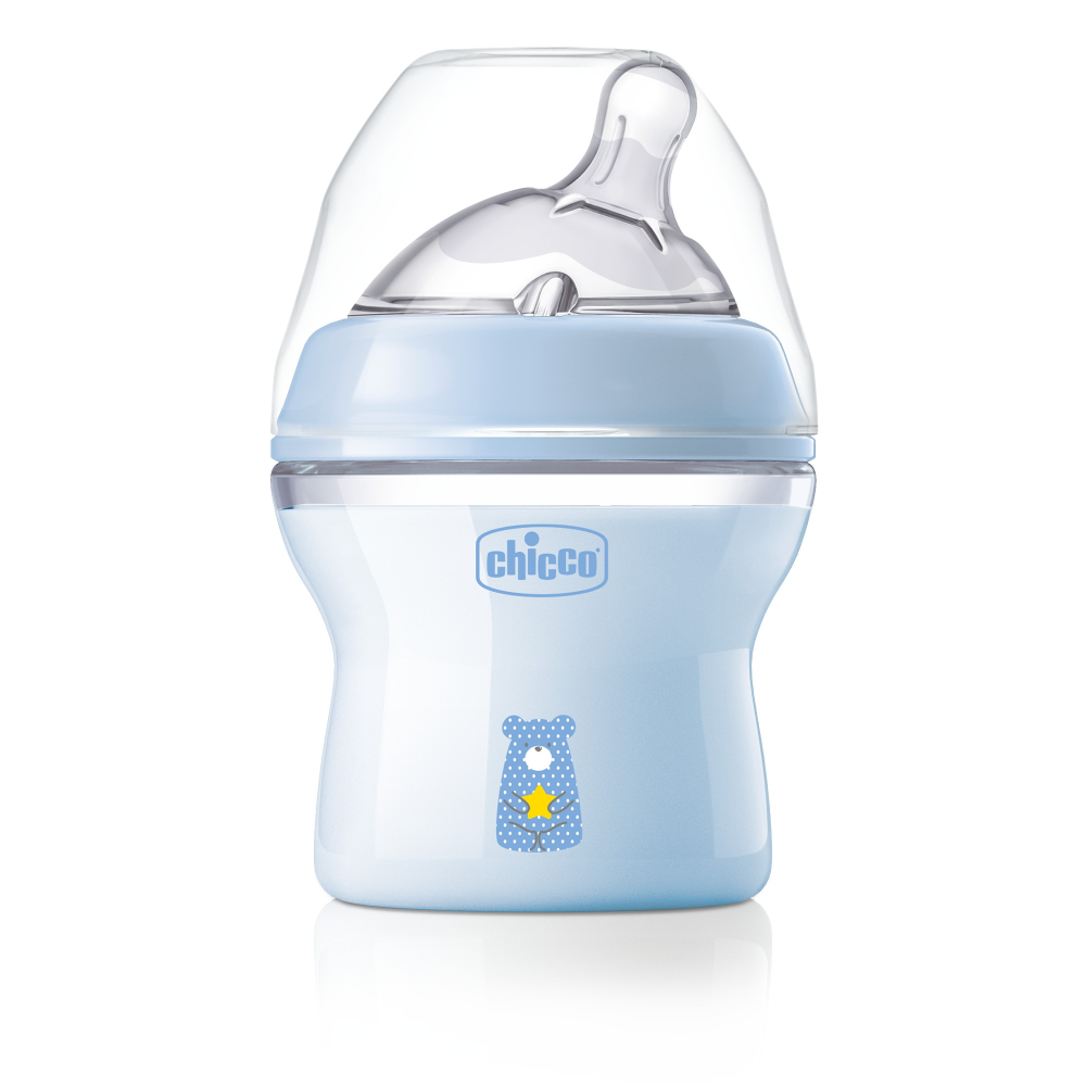 Chicco бутылочка пластиковая 150 мл Natural Feeling, голубая 