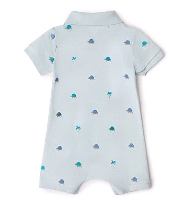 Babybu комбинезон укороченный с воротником поло TURTLE BRODERIE 100% органический хлопок цвет голубо - фото  2