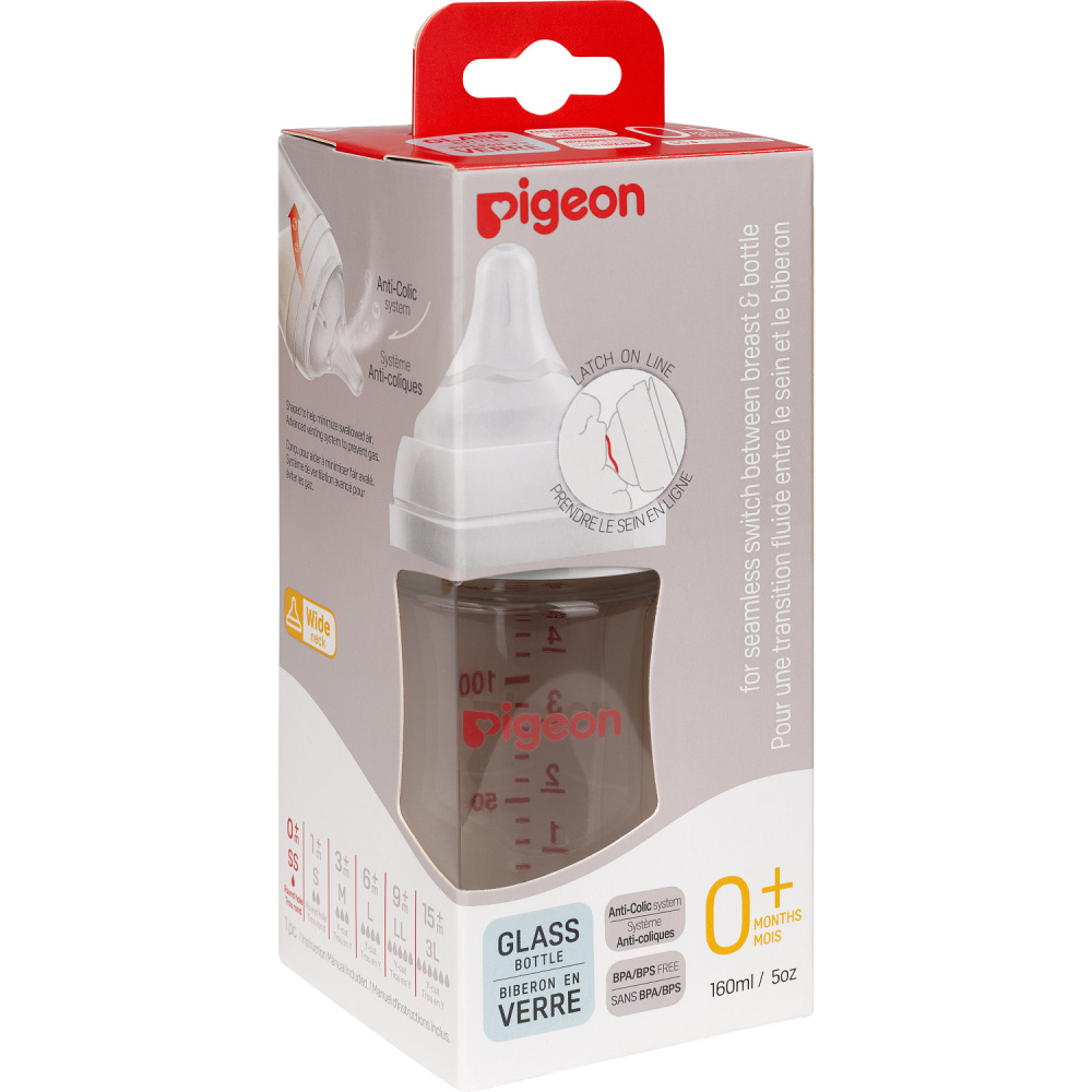 Pigeon бутылочка для кормления Перисталик Плюс с широким горлом 160 мл стекло - фото  12