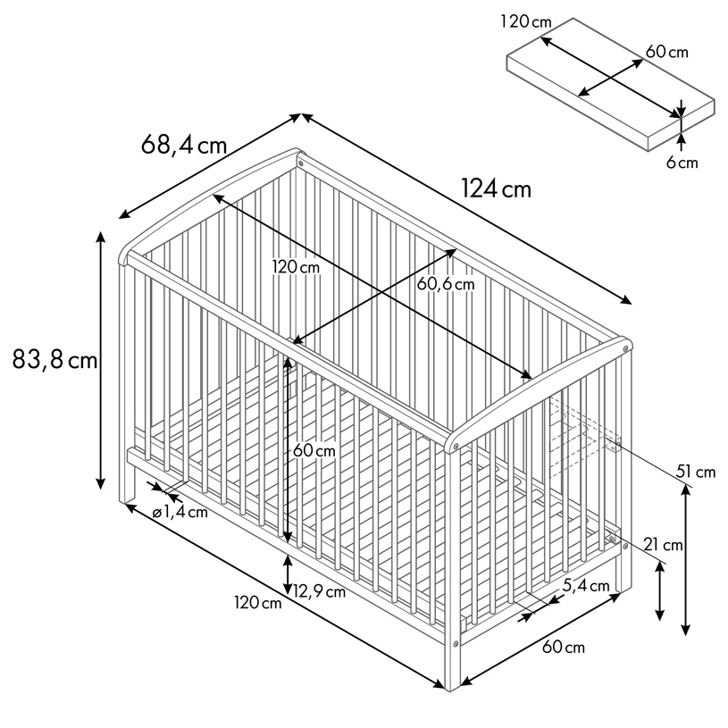 OLANT BABY кровать детская + матрас Sova графит - фото  9
