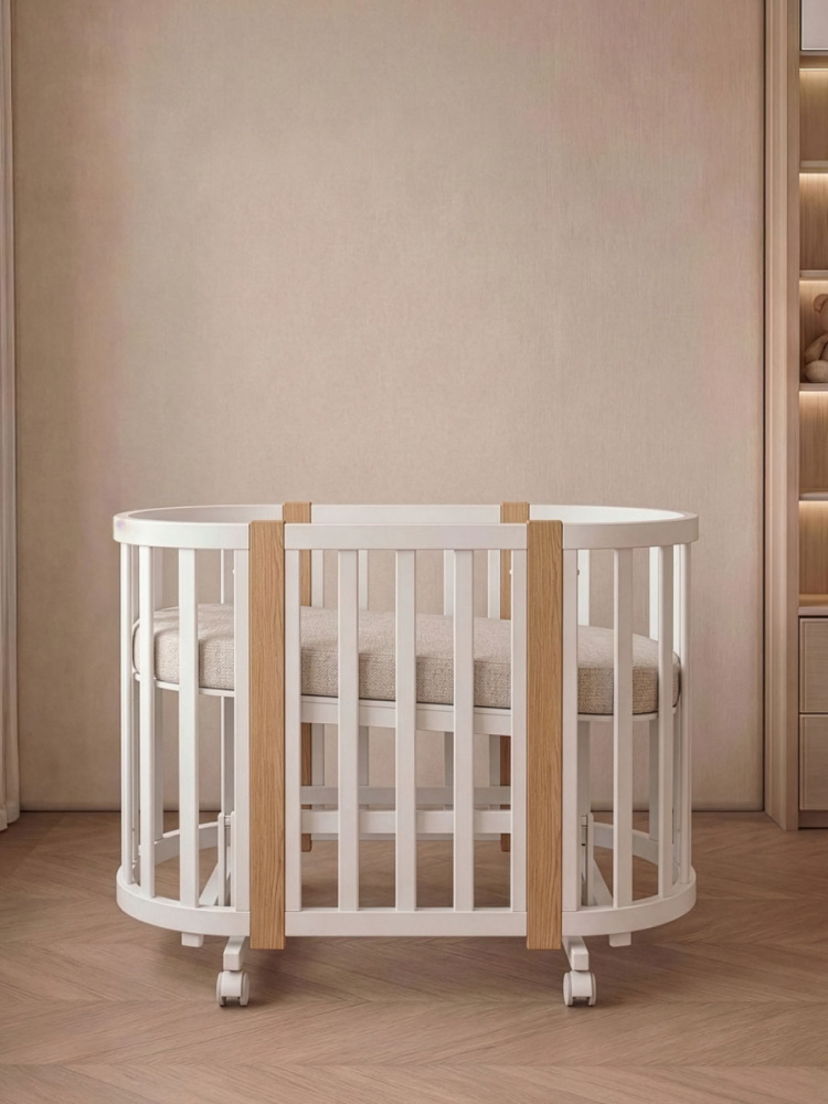 OLANT кровать-трансформер с маятником Вила (Vila) белый/бук