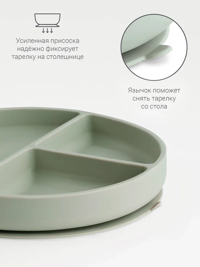 Edda тарелка на присоске секционная Шалфей - фото  5