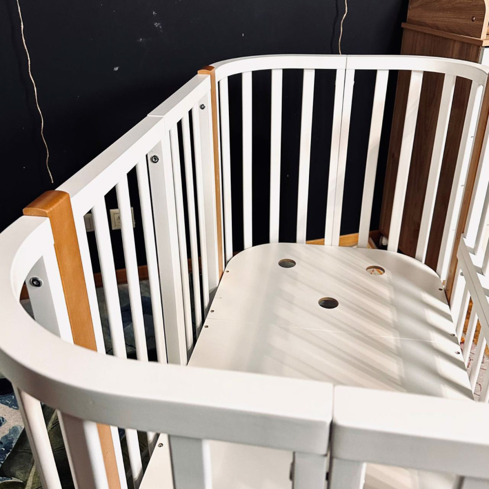 OLANT BABY кровать-трансформер с маятником Vila белый/бук - фото  11