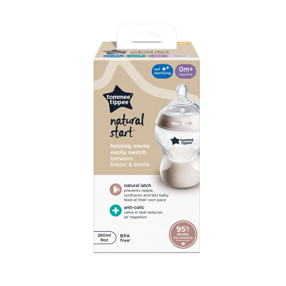 Tommee Tippee бутылочка для кормления Natural Start®, 260 мл., 0+ NEW - фото  2