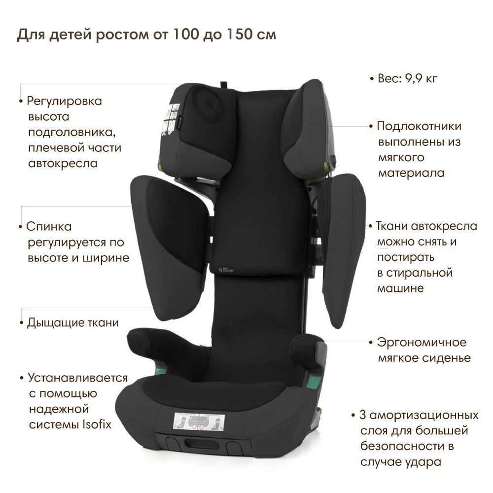JANE Concord Автокресло Transformer IPlus (100-150 см) гр.2/3 Matt black - фото  4