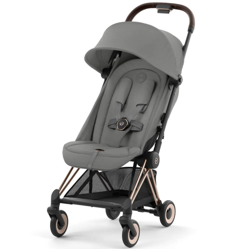 Cybex Коляска Coya Rosegold Mirage Grey с дождевиком и бампером - фото  2