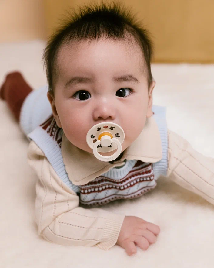 BIBS пустышка латексная Colour Holiday - Bow - Ivory/Plum - фото  7