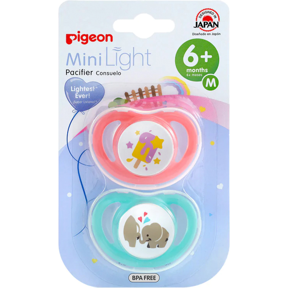 Pigeon пустышки MiniLight &quot;Эскимо Слоники&quot; 6+ мес., 2 штуки