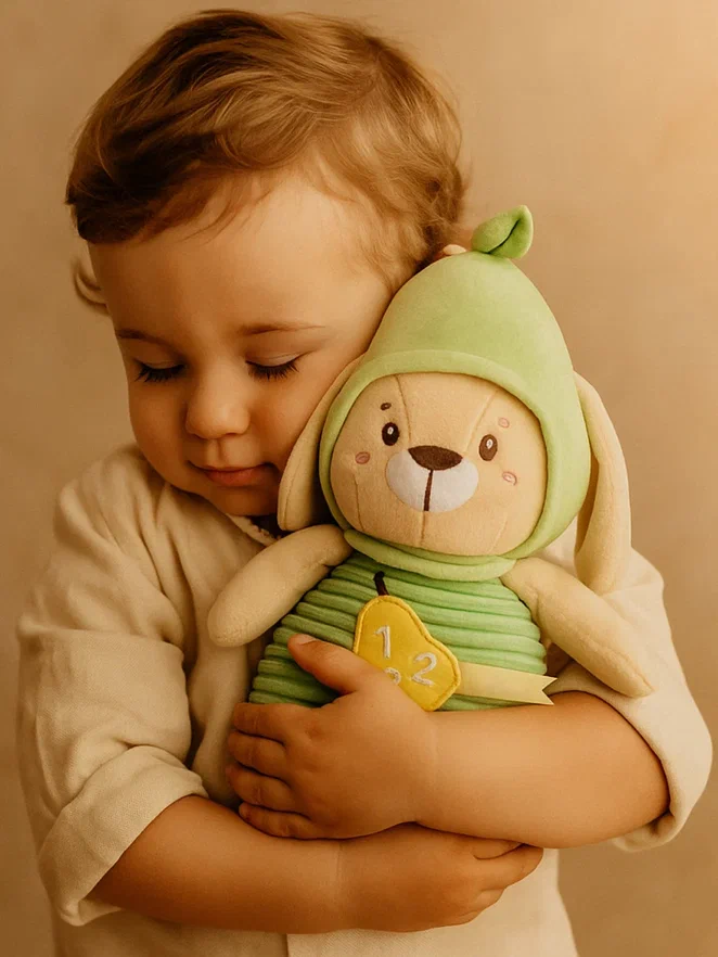 Chicco игрушка говорящая интерактивная мягкая Грушевая Зайка рус/англ/нем - фото  5