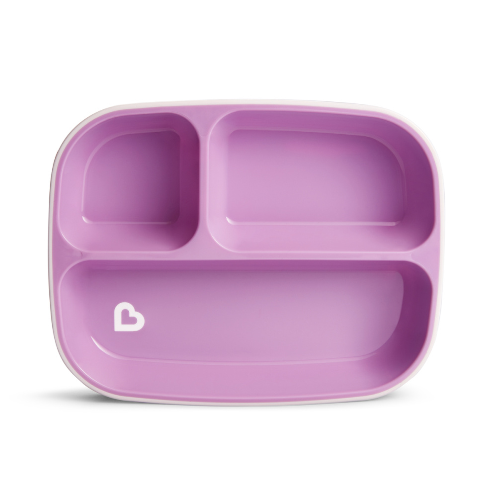 Munchkin тарелки детские секционные Splash™ набор 2шт. с 6 мес., розовая фиолетовая