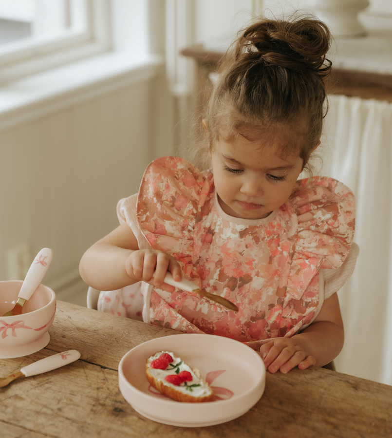 Elodie посуда силиконовая набор - тарелка, вилка, нож - Rosy Bow - фото  7