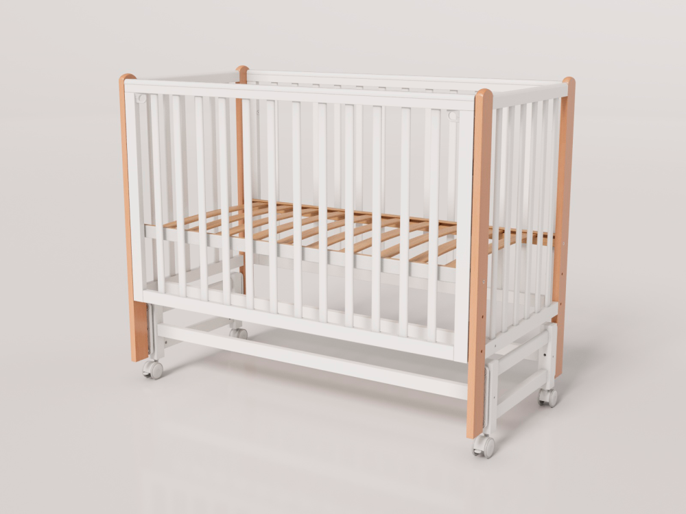 OLANT BABY кровать детская с маятником Bliss белый/бук - фото  5