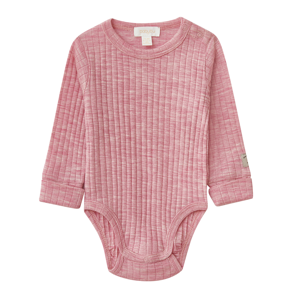 Babybu боди с длинным рукавом из 100% шерсти мериноса Lavender Melange - фото  1
