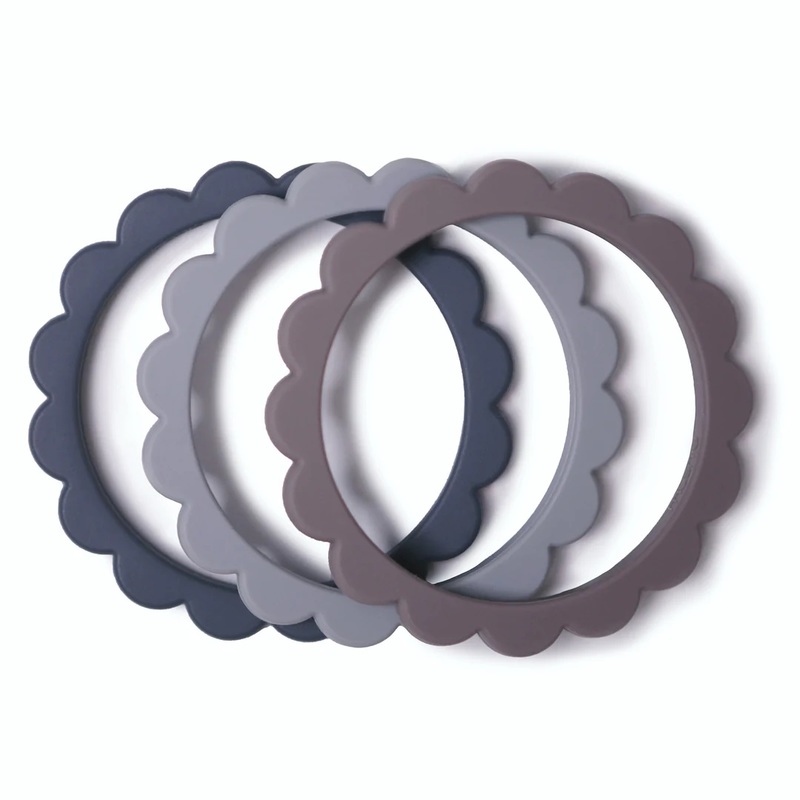 MUSHIE прорезыватель 3 штуки Flower Bracelet Dove Gray/Steel/Stone - фото  2