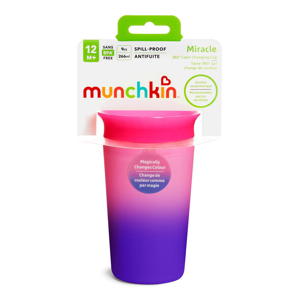 Munchkin поильник MIRACLE® 360° Colour Changing розовый 266 мл.12+