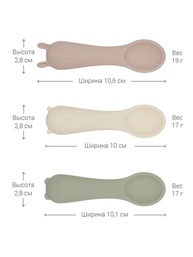 Edda ложка детская набор 3 штуки силикон Пломбир/микс - фото  8