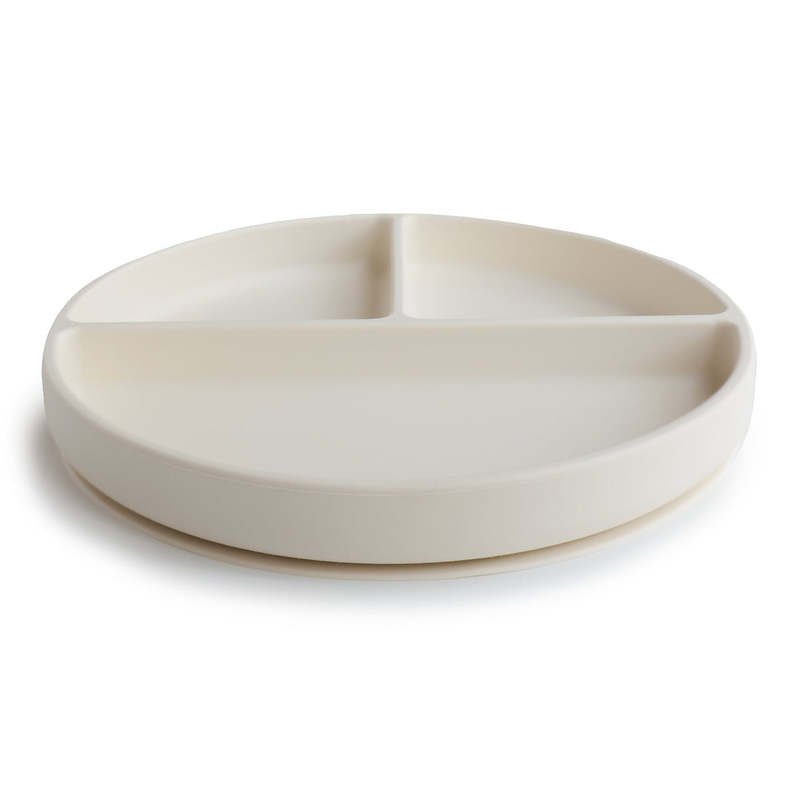 MUSHIE тарелка силиконовая, секционная на присоске Ivory
