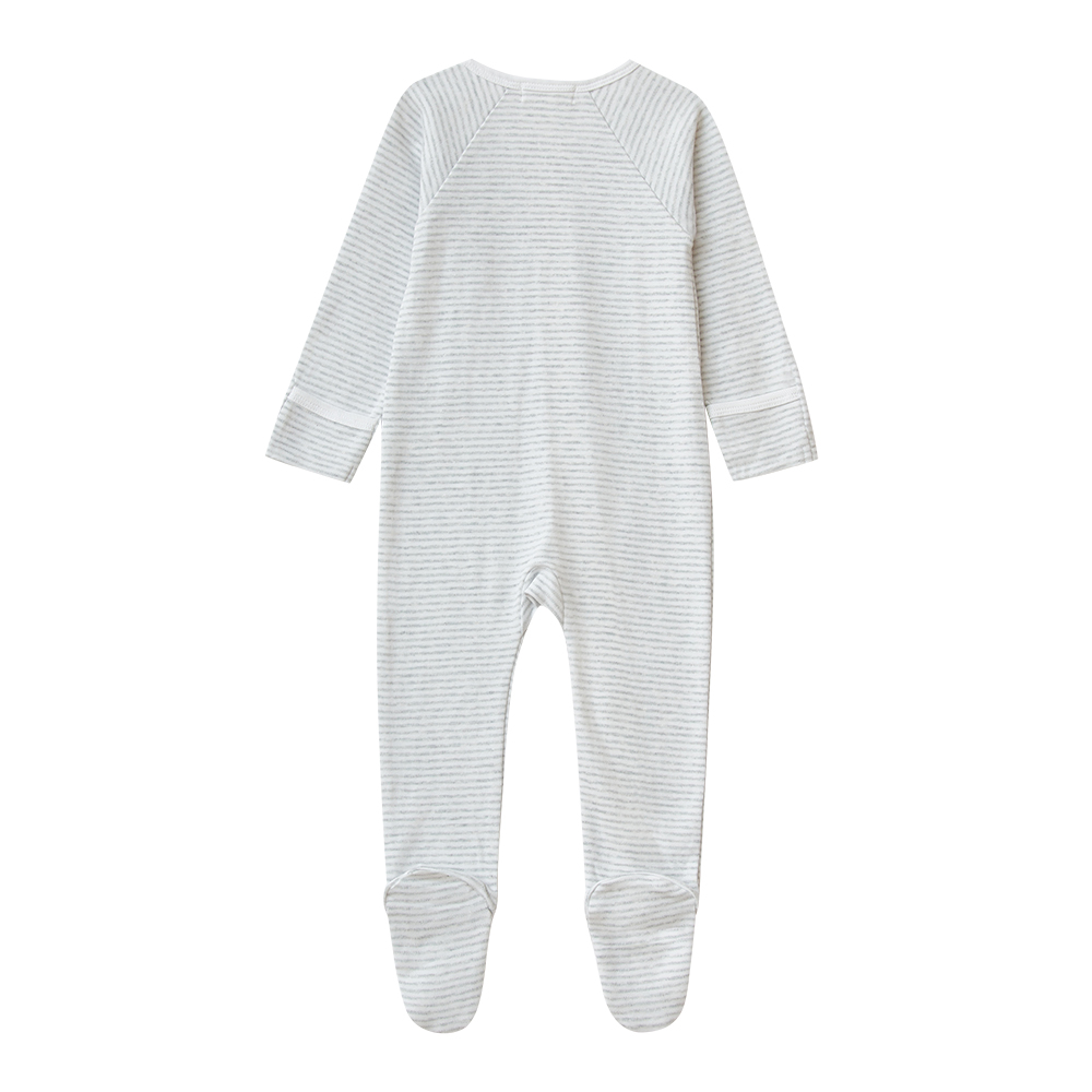 Babybu комбинезон на молнии Pale Grey Melange Stripe 100% органический хлопок  - фото  2