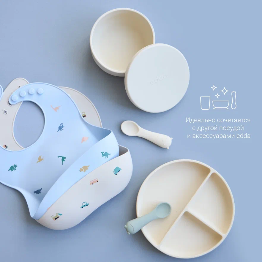 Edda миска на присоске с крышкой силикон Небо - фото  10
