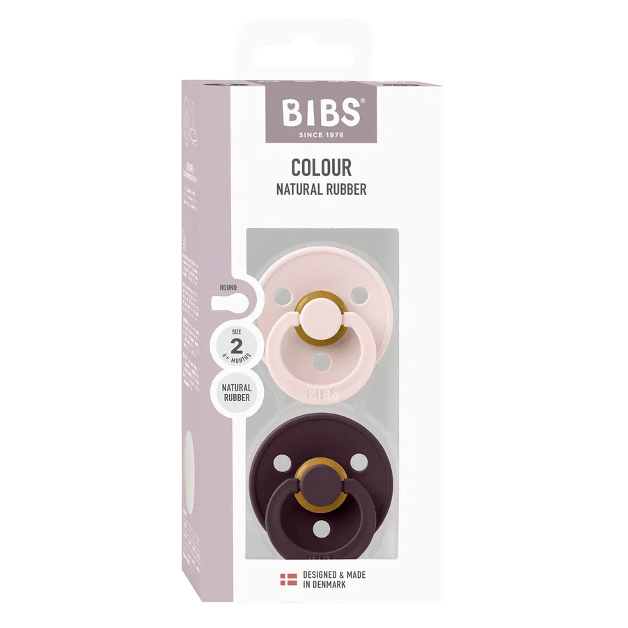 BIBS набор пустышек латексных Colour, 2 штуки Petal/Plum