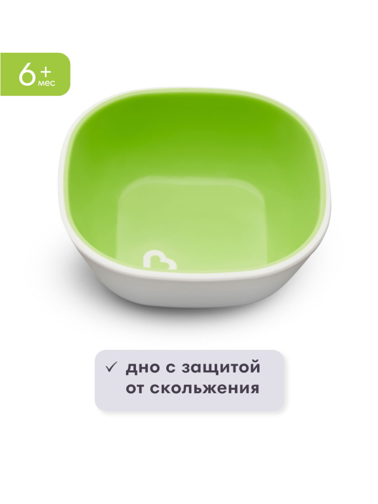 Munchkin тарелки миски детская  Splash™ набор 2шт. с 6 мес., голубая зеленая - фото  3