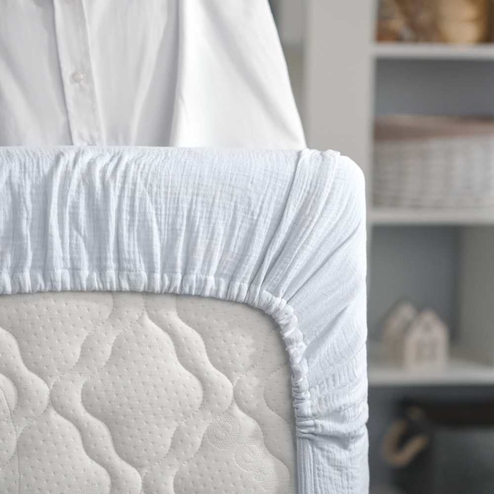 Perina простыня на резинке детская  Muslin (голубая пастель)  - фото  5