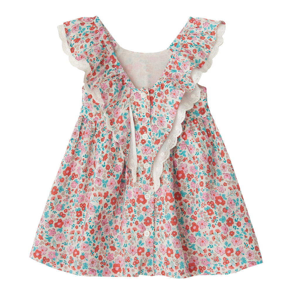 Babybu платье SUMMER BLOOMS 100% органический хлопок цвет красный - фото  2