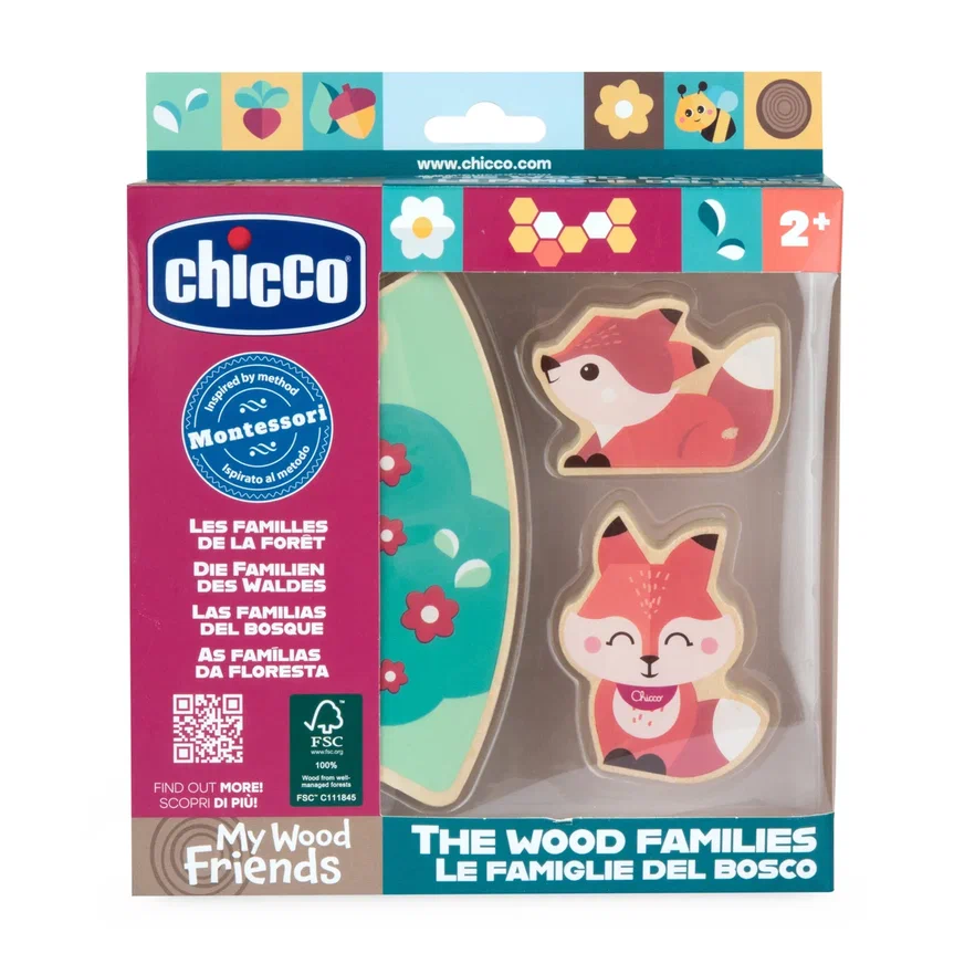 Chicco деревянные игрушки Семья Лис с мамой