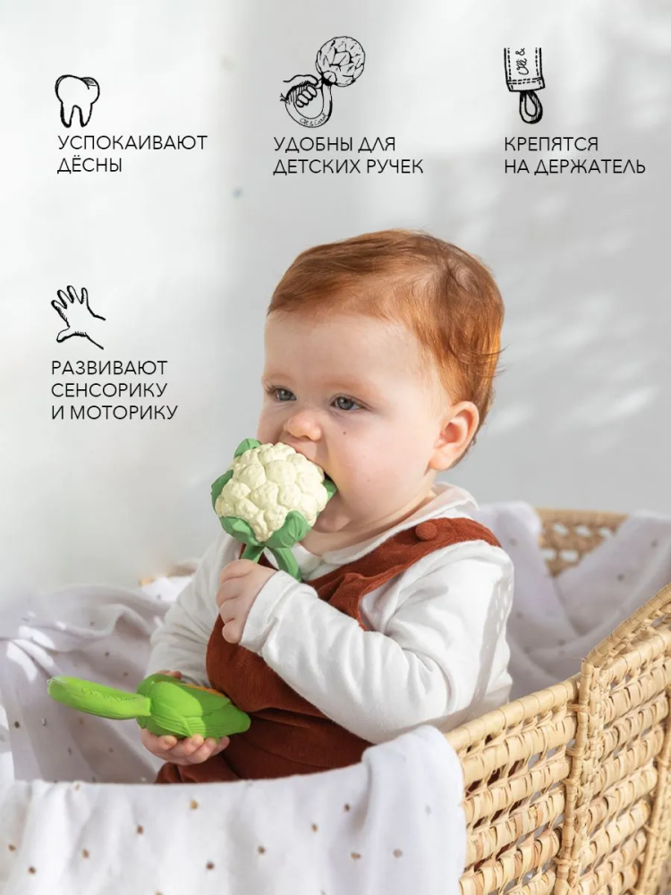 Oli&Carol игрушка-погремушка-прорезыватель Cauliflower - фото  2