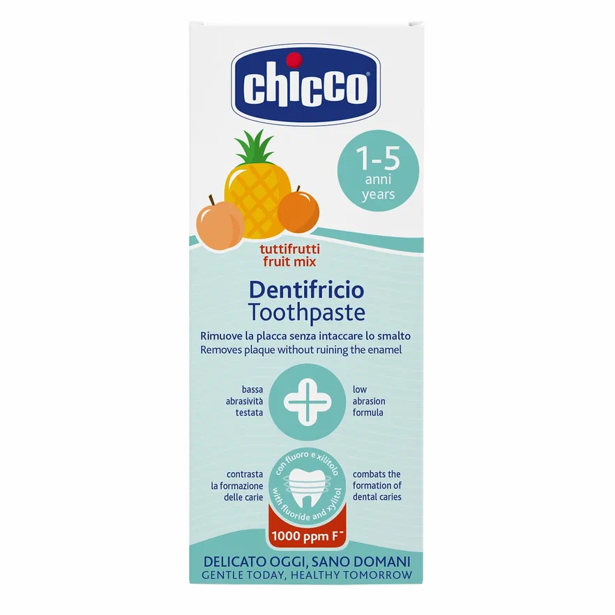 Chicco зубная паста детская c фтором фруктовый вкус 50 мл 12 месяцев+ - фото  2