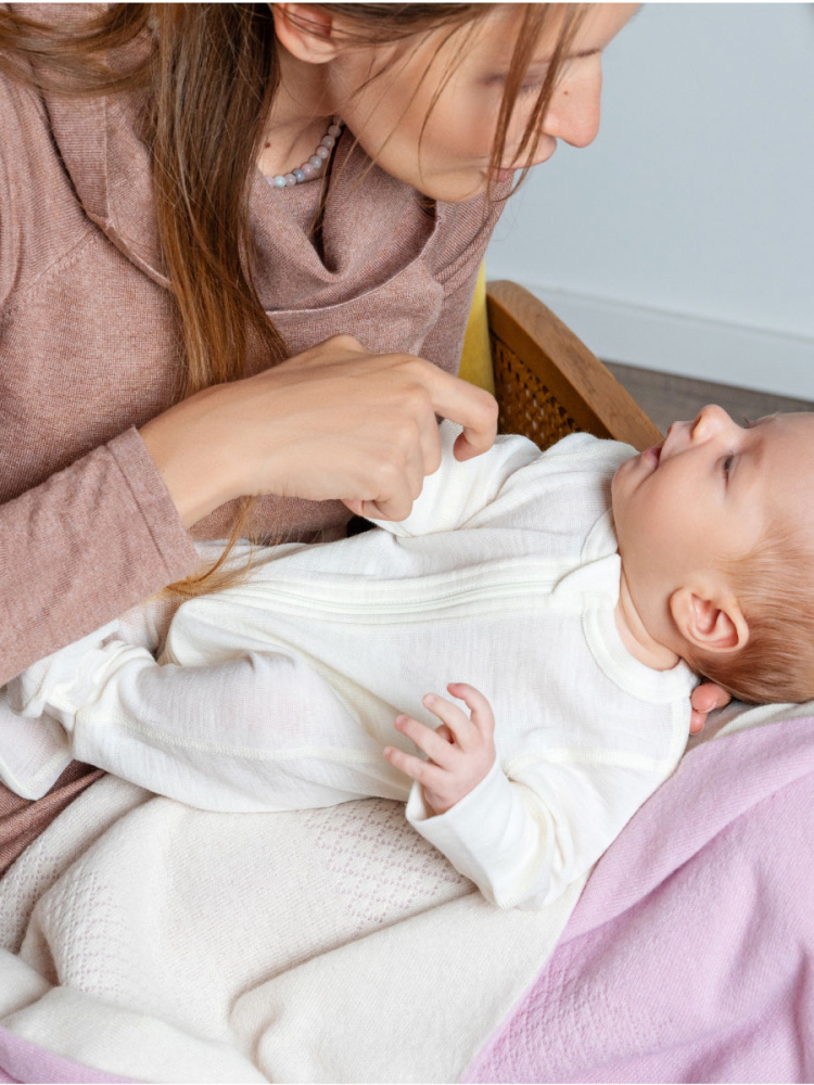 OLANT BABY комбинезон шерсть 100%, термобелье, на молнии, без следа, молочный - фото  4