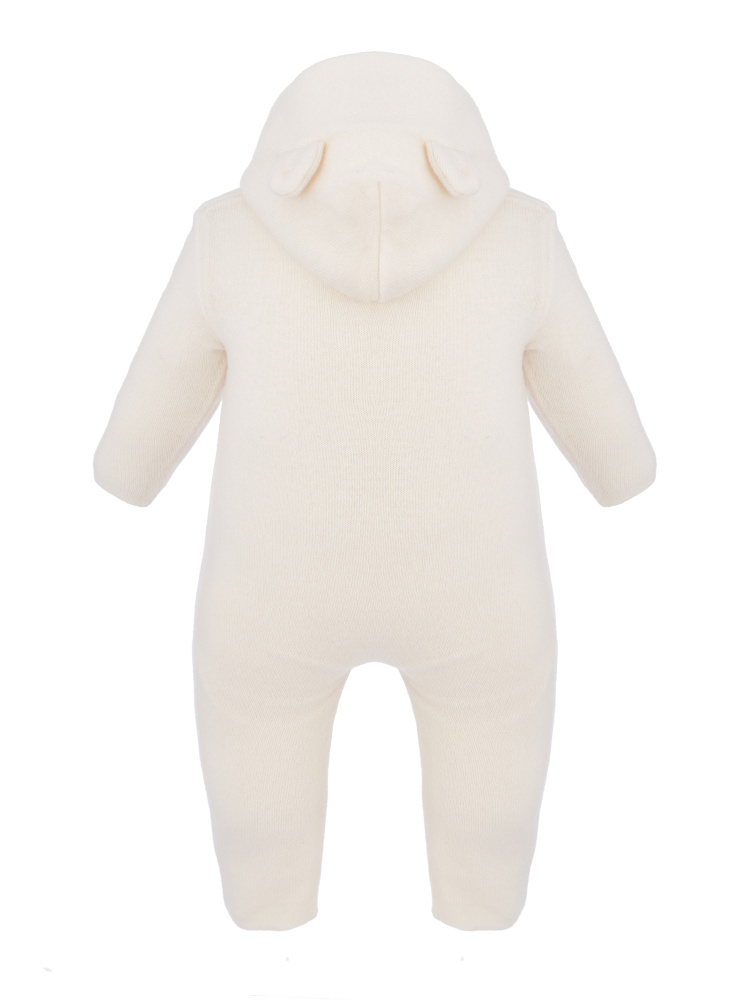 OLANT BABY комбинезон шерсть 100%, двуслойный, с капюшоном, молочный - фото  3