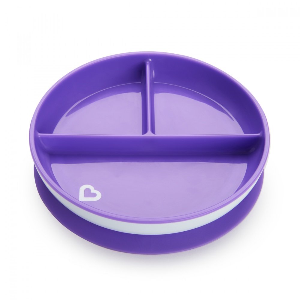 Munchkin тарелка детская на присоске секционная Stay Put™с 6 мес., фиолетовый - фото  6
