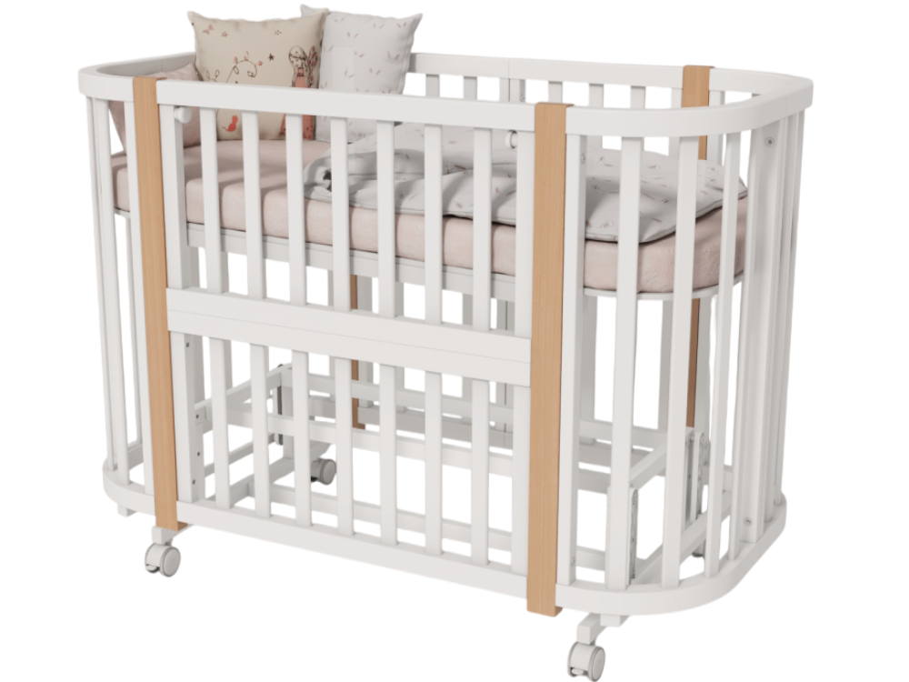 OLANT BABY кровать-трансформер с маятником Vila белый/бук - фото  8