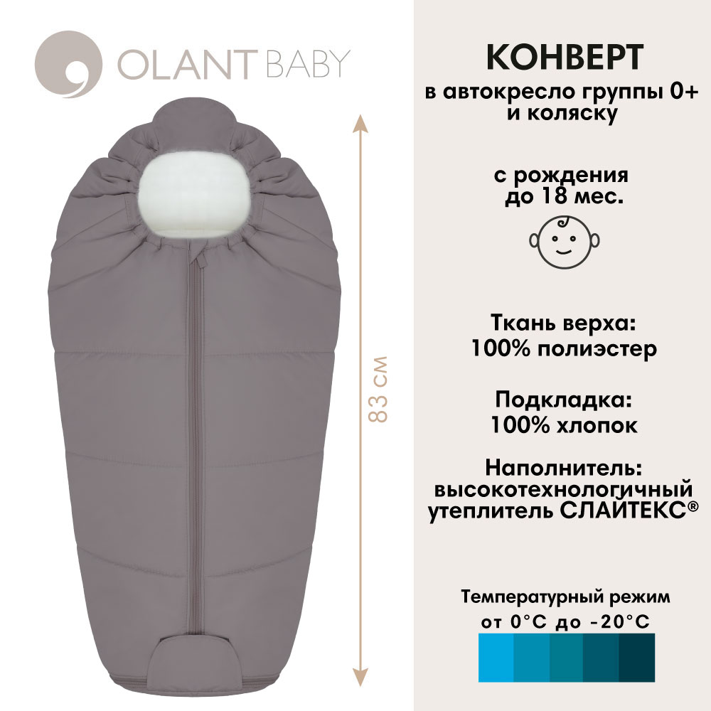 OLANT BABY конверт Siberia Mini в автокресло и коляску серый - фото  4