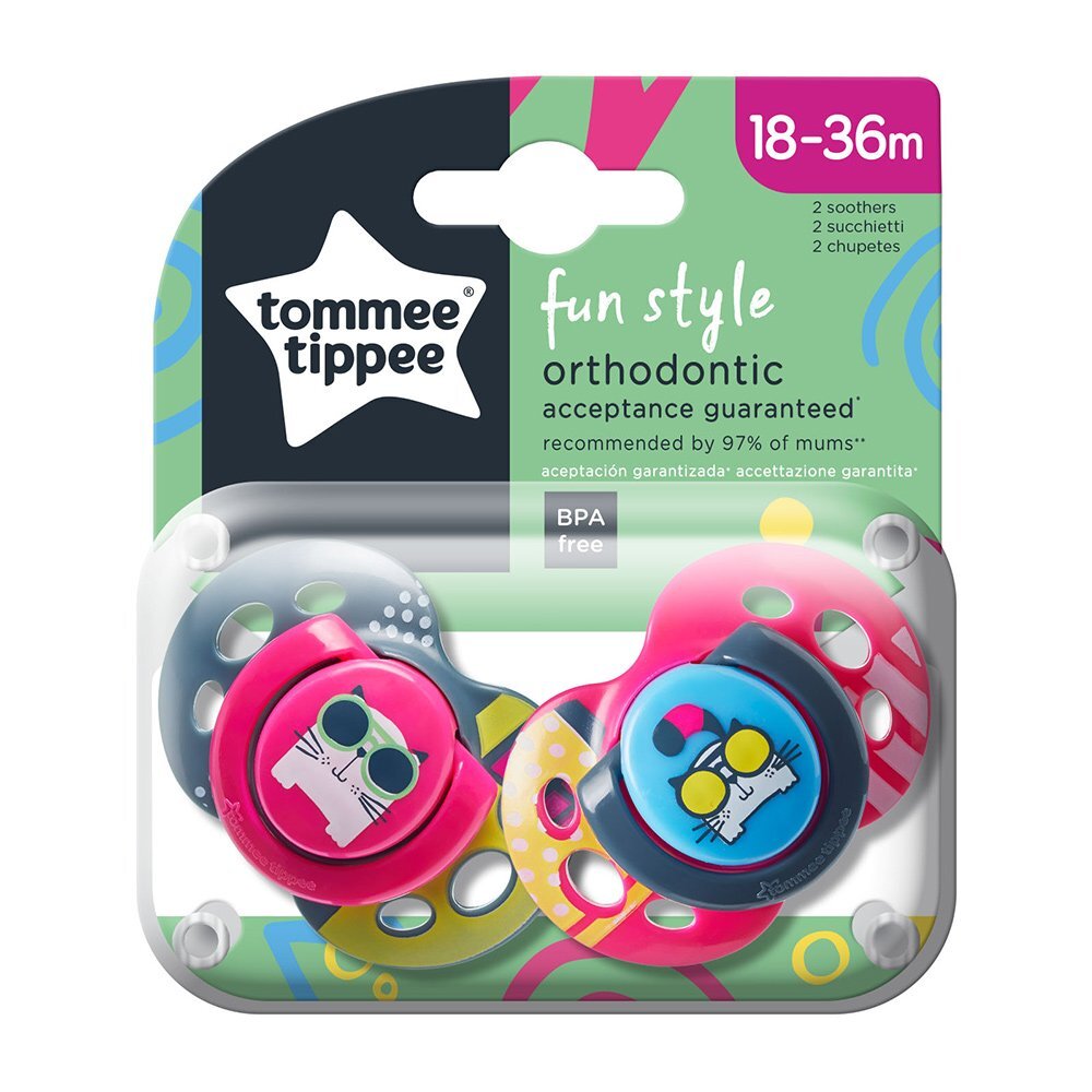 Tommee Tippee соска-пустышка силиконовая Fun Style для девочек, 18-36 мес., 2 шт. - фото  5