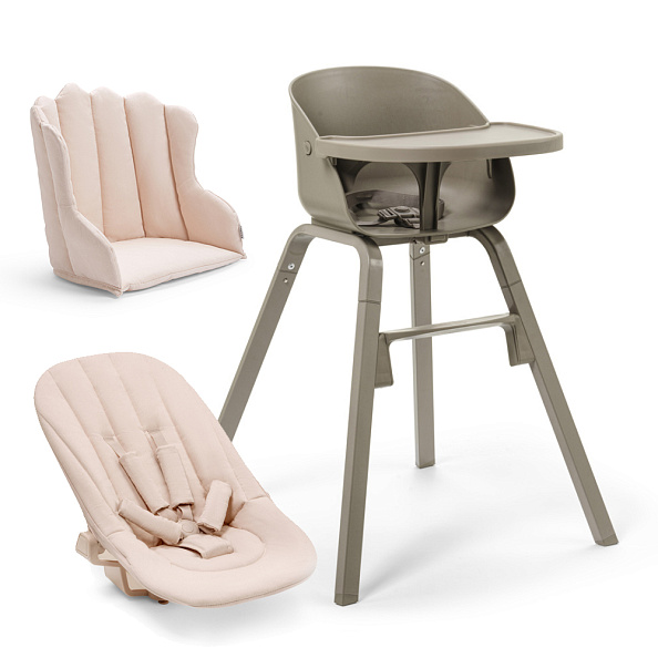 Elodie Grace стульчик + сиденье для новорожденного Tender Taupe+ вкладыш Powder Pink - фото  1