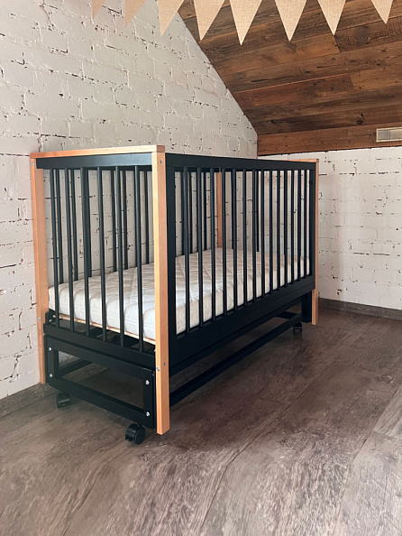 OLANT кровать приставная с маятником Элвис (Elvis) черный янтарь - фото  1