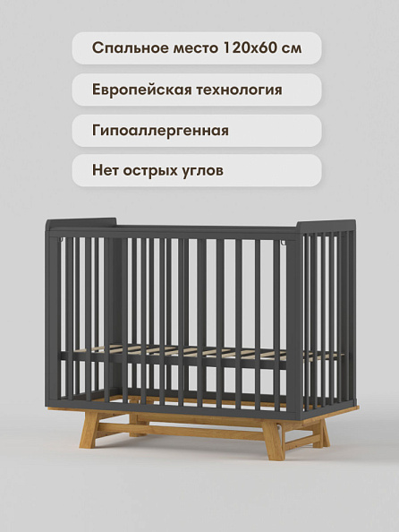 OLANT кровать с маятником Скаген ЕССО графит/бук - фото  8