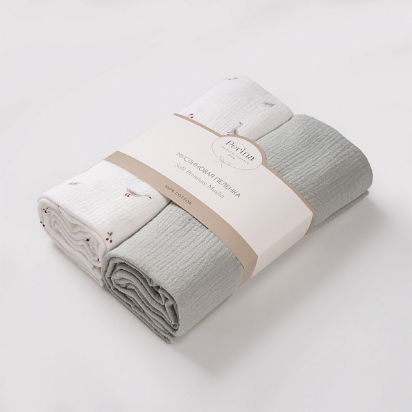 Perina комплект пелёнок детских (2 шт) Гуси/Шалфей - фото  1