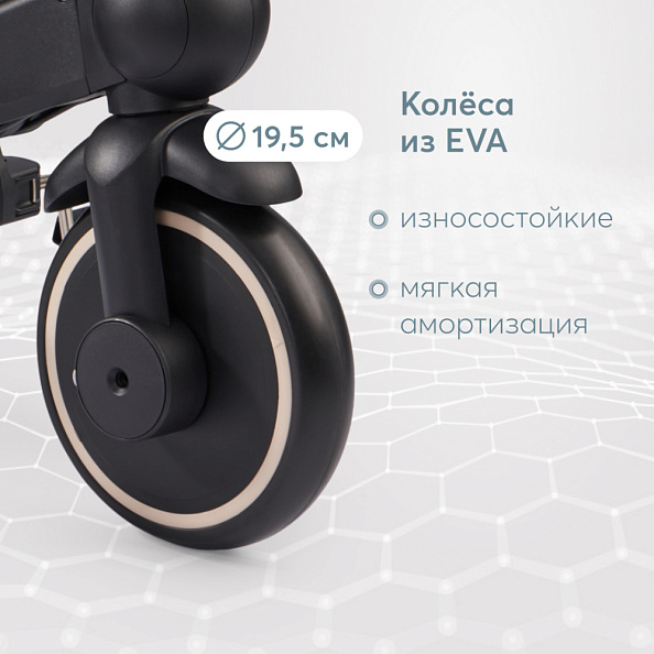 Happy Baby велосипед складной трёхколёсный Mercury Pro, black - фото  6