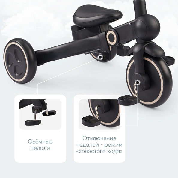 Happy Baby велосипед складной трёхколёсный Mercury Pro, black - фото  7