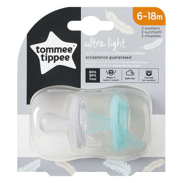 Tommee Tippee соска-пустышка силиконовая Ultra-Light, 6-18 мес., 2 шт. - фото  11