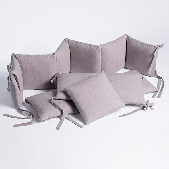 Perina защита для детской кроватки (бампер универсальный) "Soft Cotton" (серо-лиловый)  - фото  1